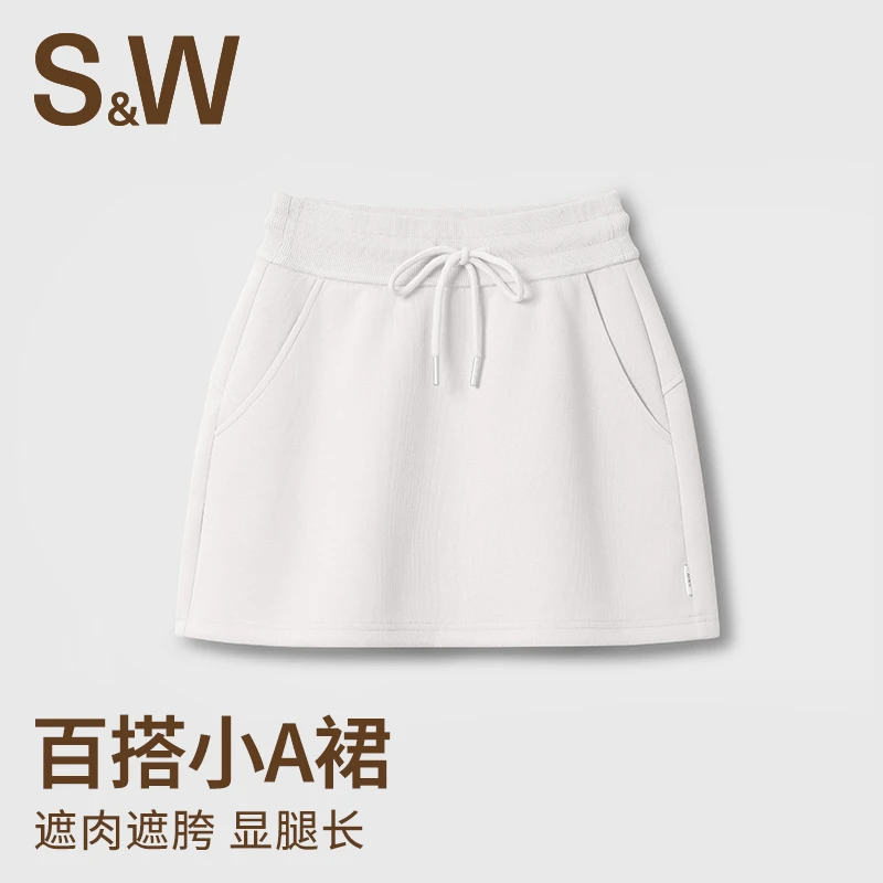 SW/速惟女春夏A字白色运动短裙跑步健身衣显瘦百搭防走光5046 z1