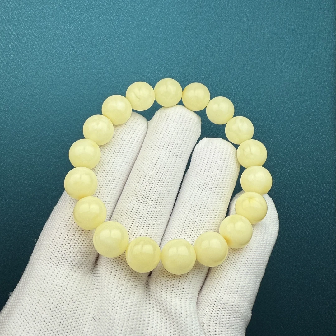 G1808天然原矿俄料蜜蜡 白花蜜手串10.3mm支持复检 假一罚四