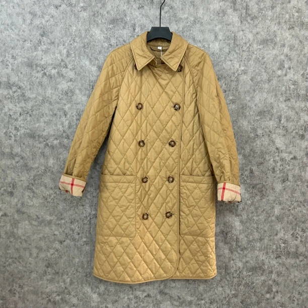 95新 BURBERRY/博柏利 Burberry卡其色中长款棉服二手奢侈品