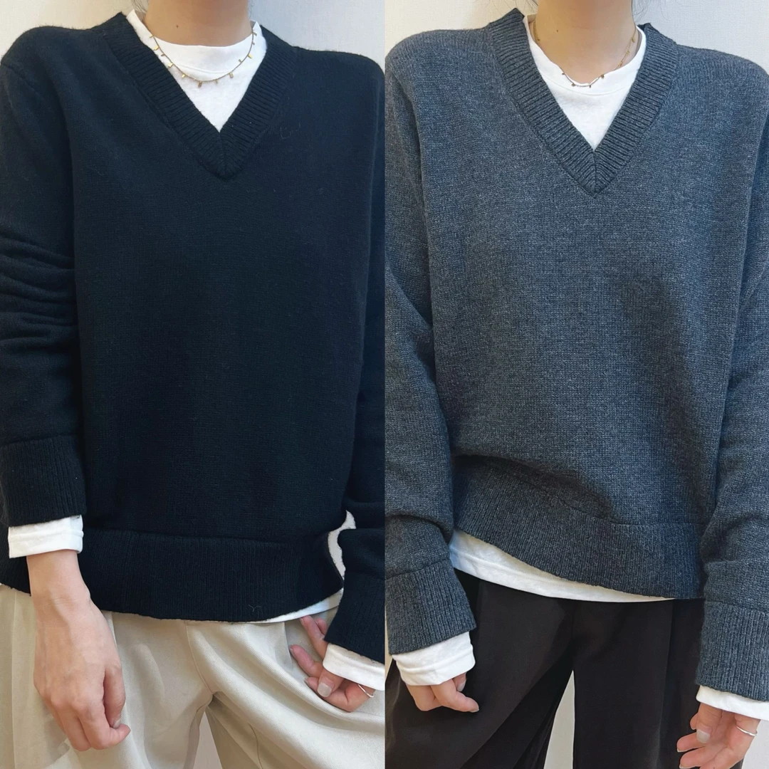 【黑标系列2】假两件套头v领简约百搭针织衫时尚（建议手洗）