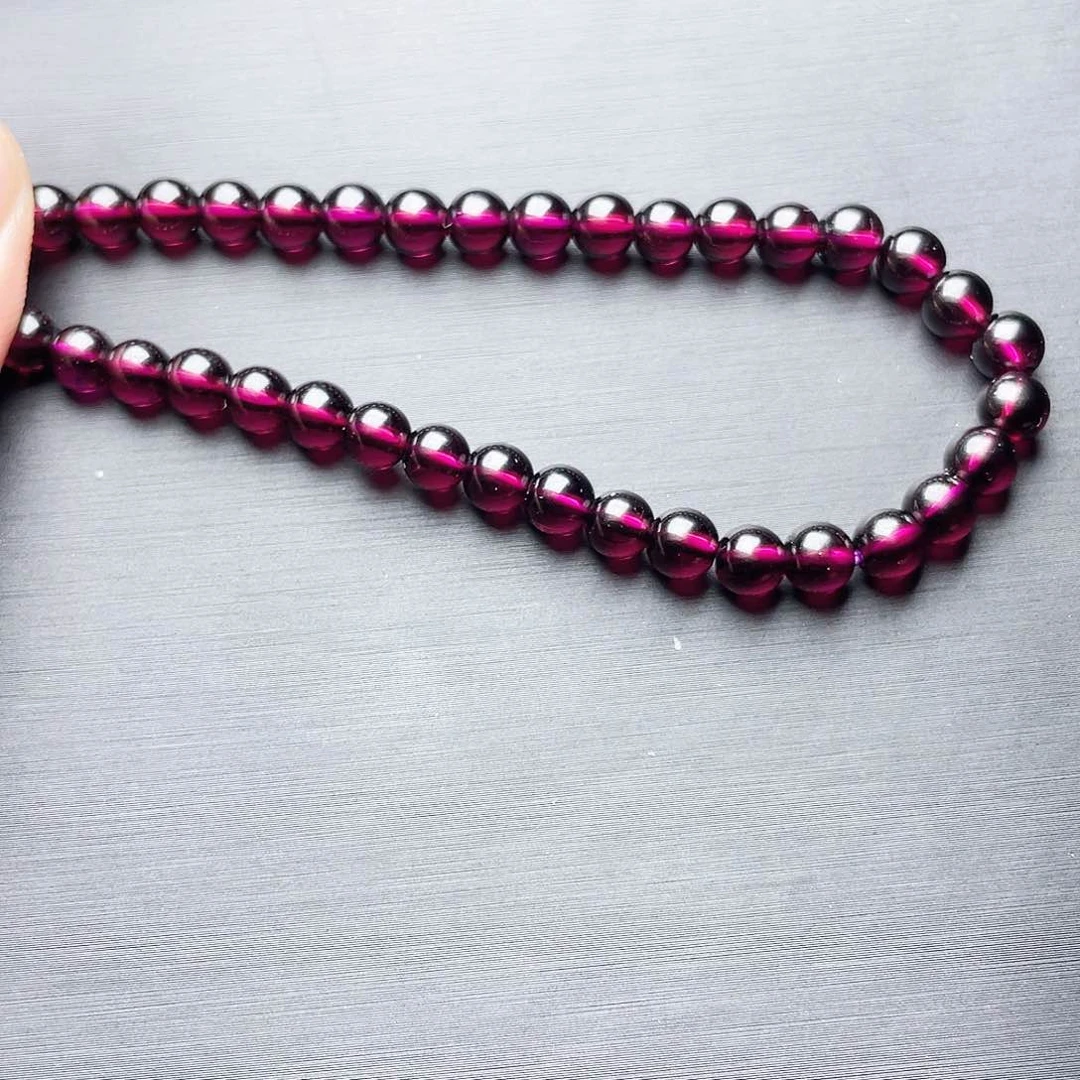 石榴石手链未镶嵌5.5MM毕业级紫牙乌单圈天花板10A级