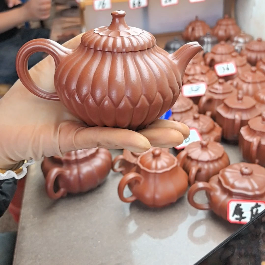 你***好茶壶紫砂朱泥筋纹包罗万象300cc