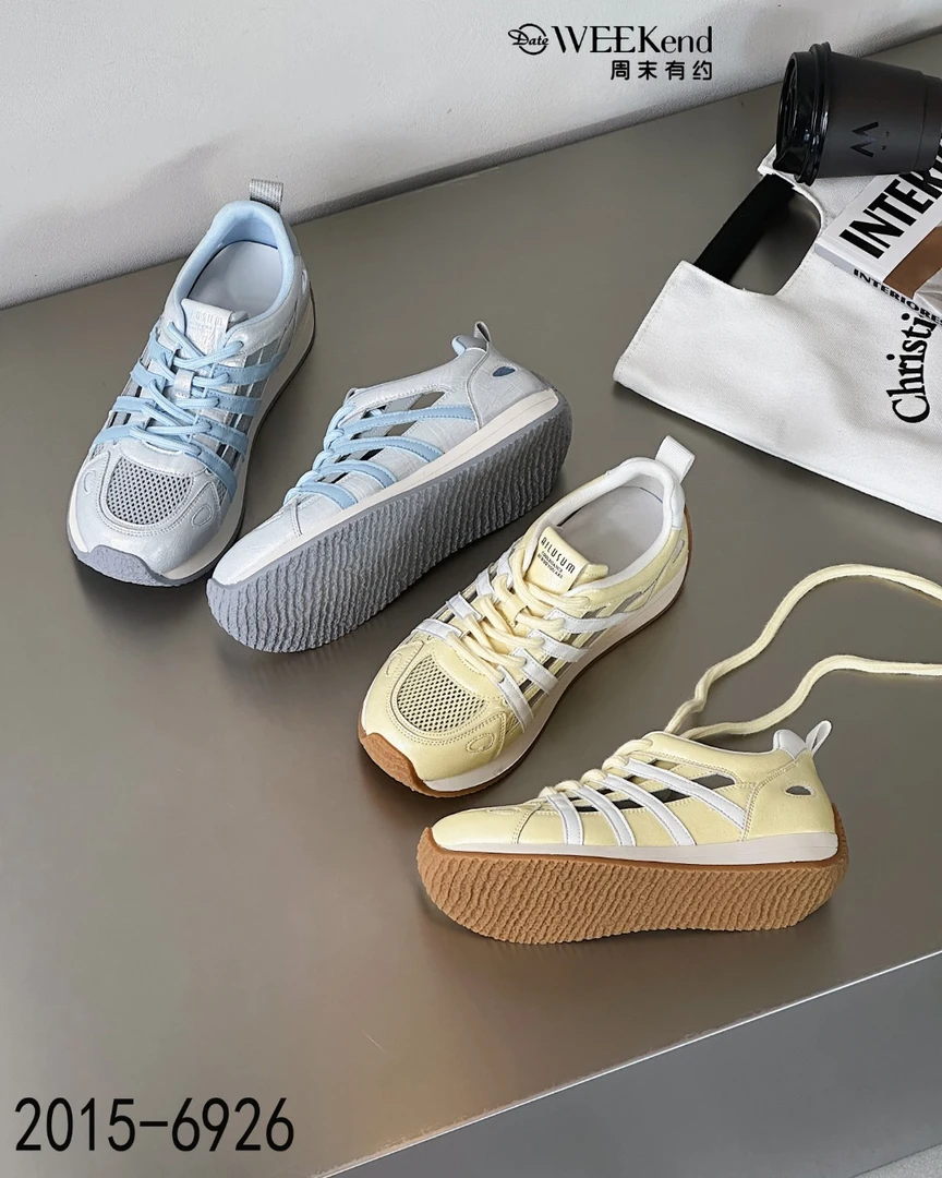 周末有约新款鞋平跟系带胶粘圆头透气时尚休闲鞋小白鞋运动溶解鞋