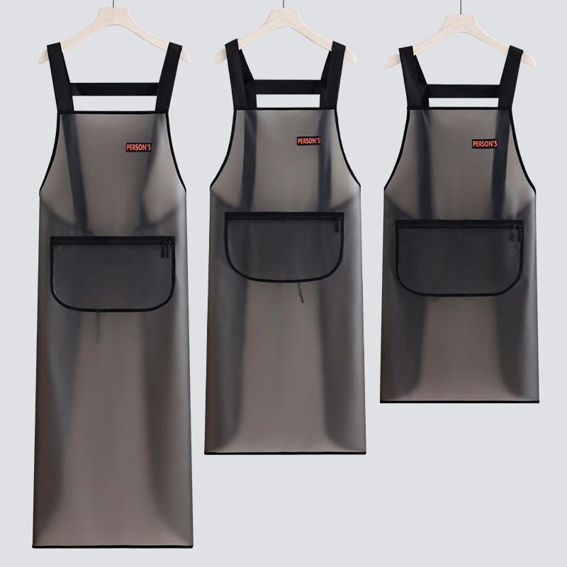 防水防油背带围裙时尚简约半透明TPU水产上班专用男女同款工作服