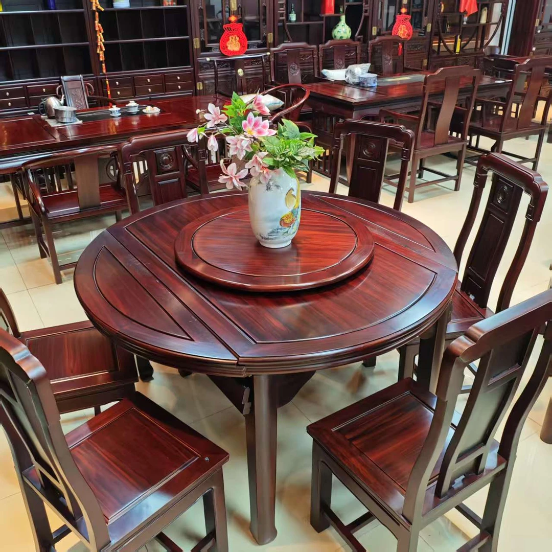 酸枝木 138伸缩圆桌餐桌