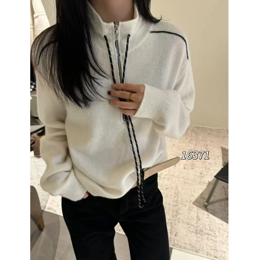 16371（部分无水洗唛，介意慎拍）WANGDAN新款半拉链半高领针织衫