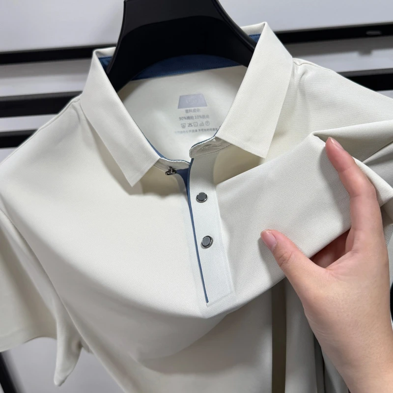 CATIA SELI高端无痕工艺冰丝短袖polo衫2025新款开叉透气翻领百搭