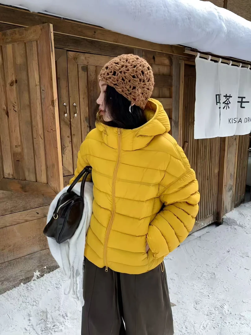 D新国标白鸭绒排骨款连帽羽绒服女中长款2025冬装8618