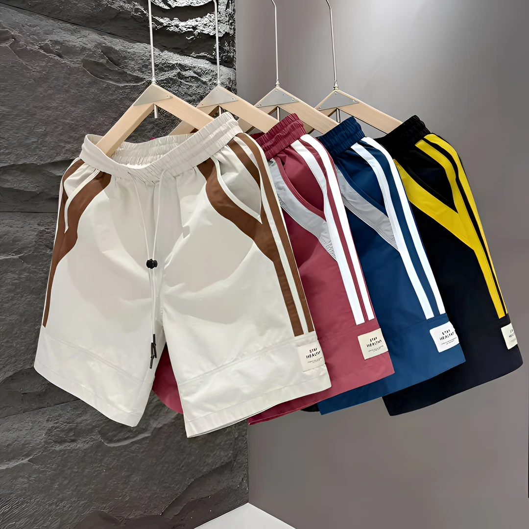 时尚休闲简约拼接舒适透气五分短裤男夏季新款潮流百搭痞帅沙滩裤