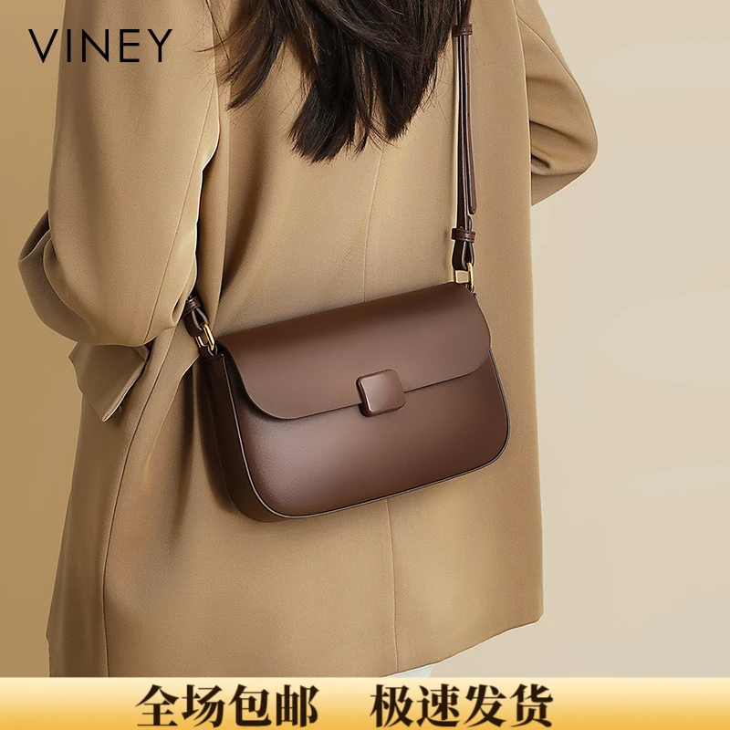 Viney真皮包包女复古斜挎高级感单肩豆腐包生日礼物送女友送老婆