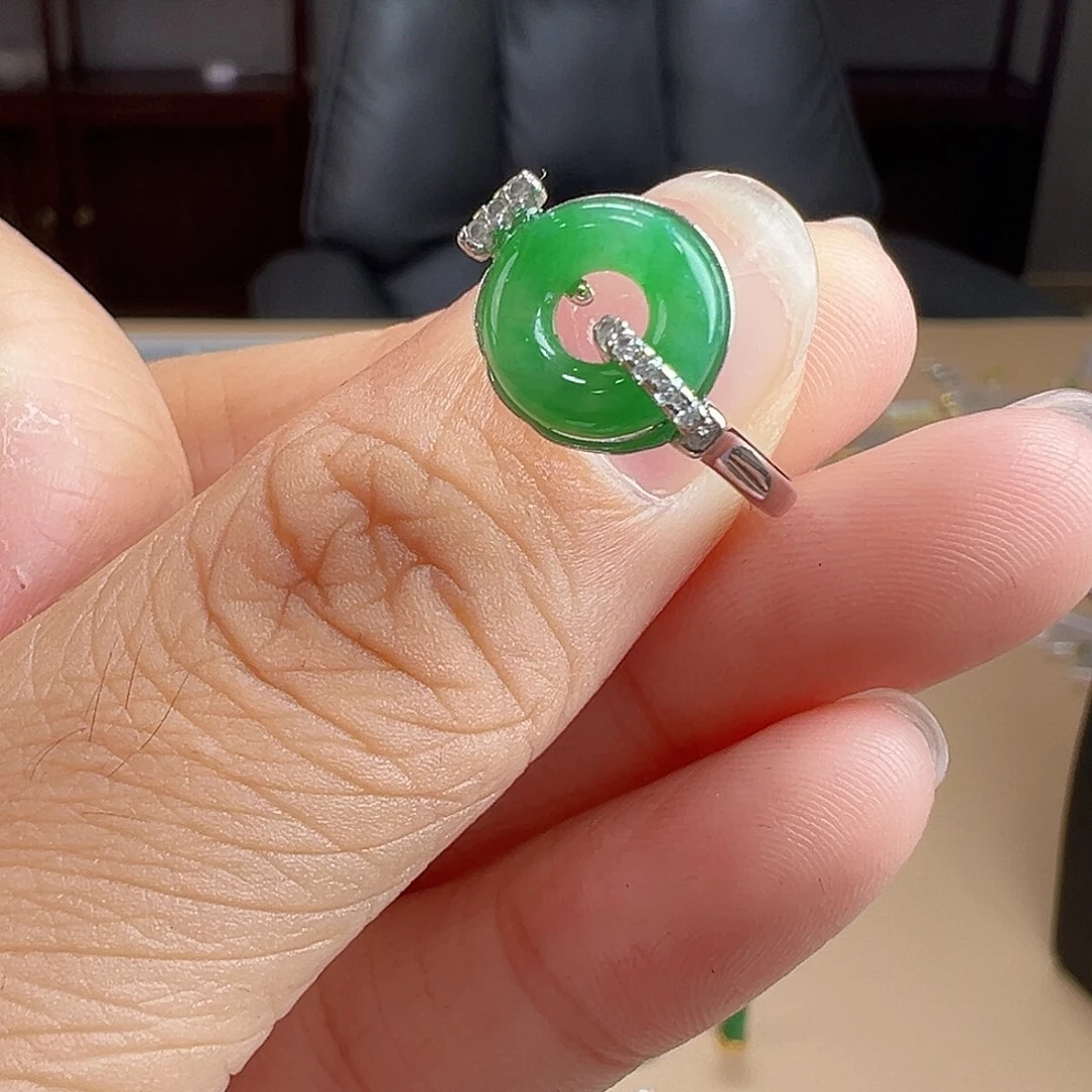银S925镶嵌戒指翡翠戒指