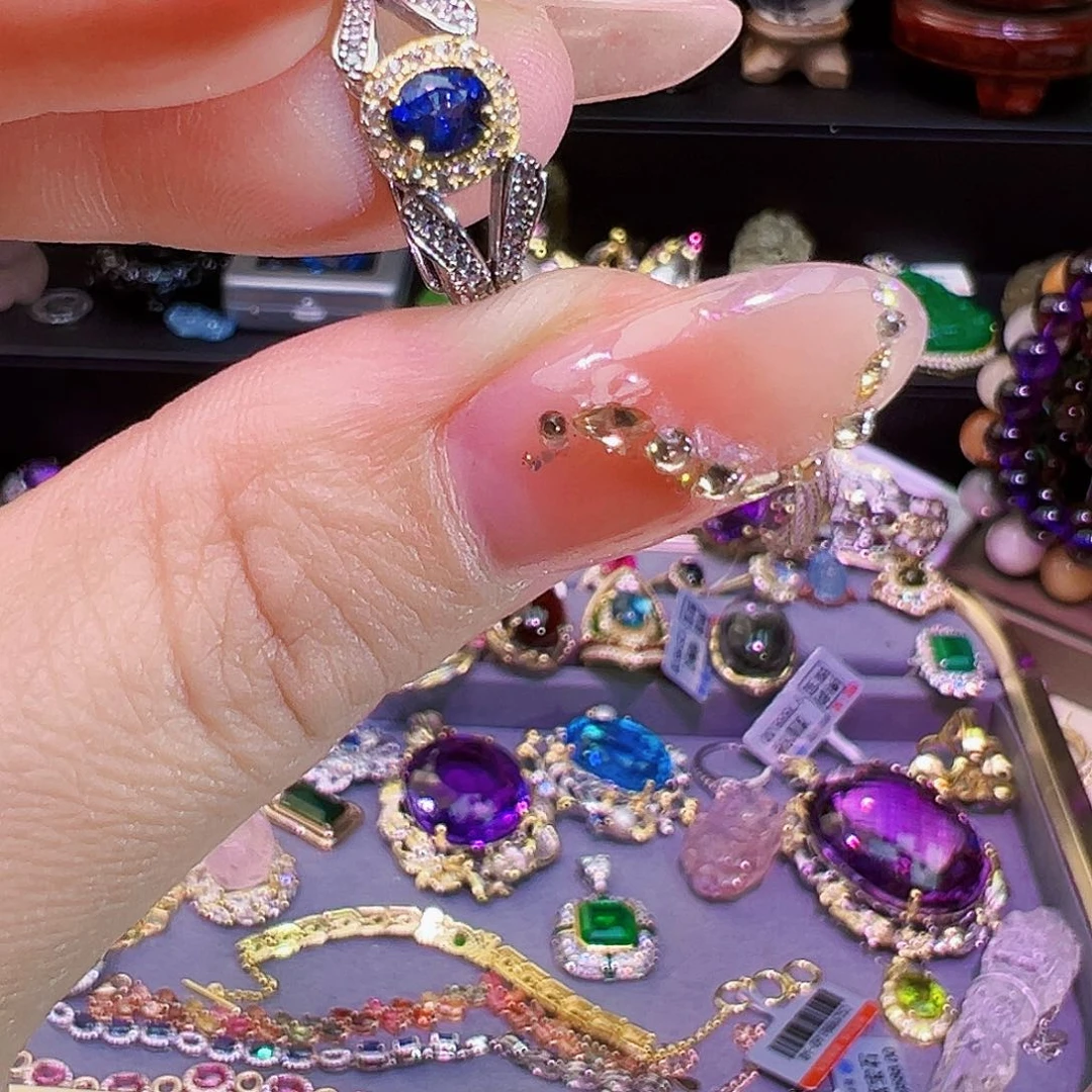 蓝宝石蓝宝石银S925镶嵌