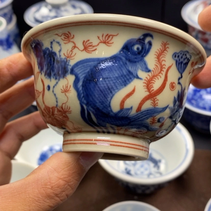 【闪购商品】景德镇青花釉里红主人杯