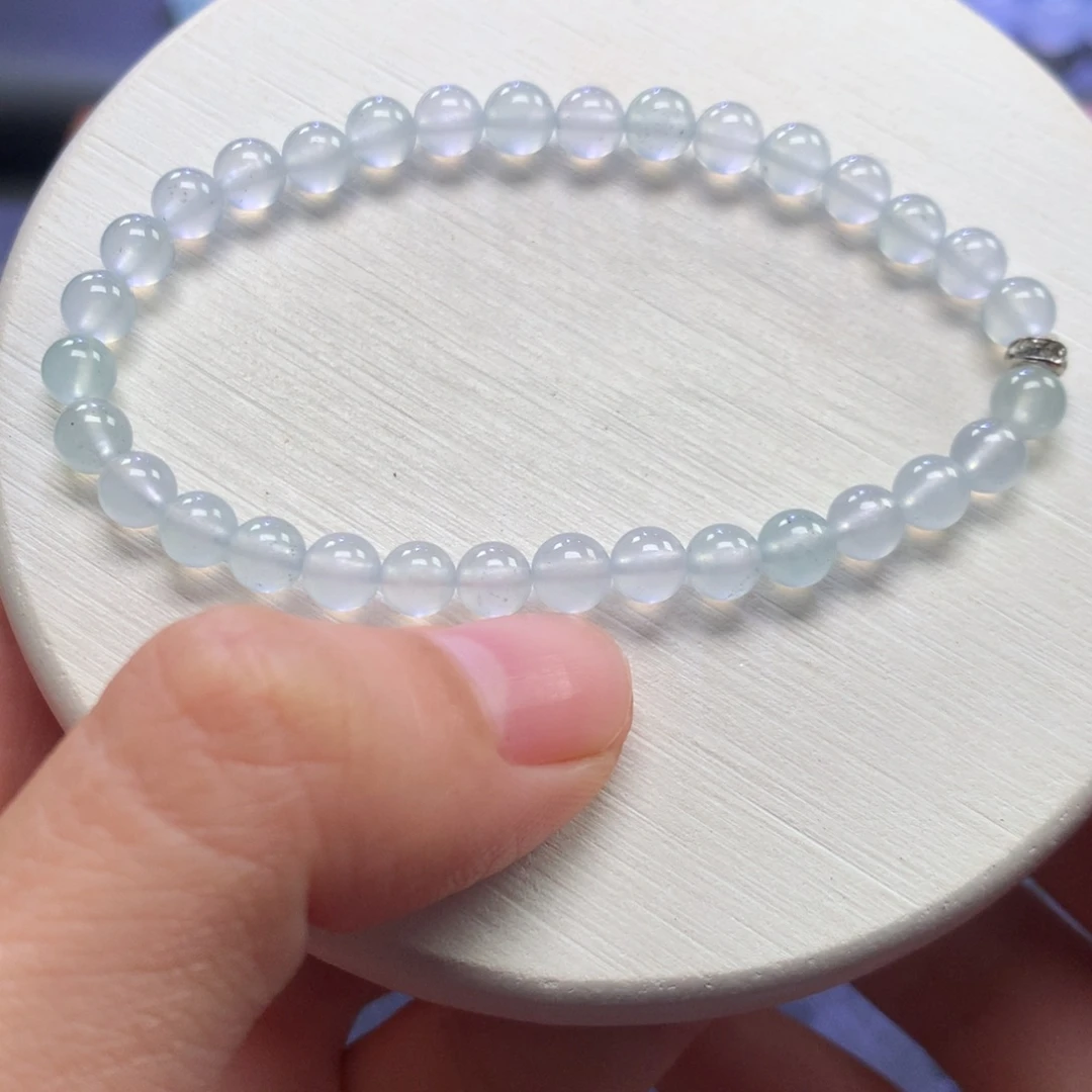 翡翠未镶嵌手链5mm高冰