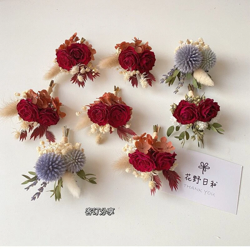 伴娘胸花干花礼服新郎森系装饰花婚礼派对永生花配饰清新韩式新娘