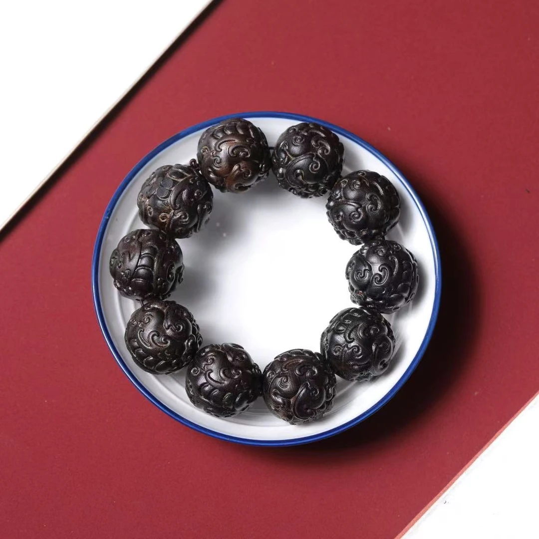 （貔貅）2.5手串巴布亚贡木天然复古精工原木雕刻手串