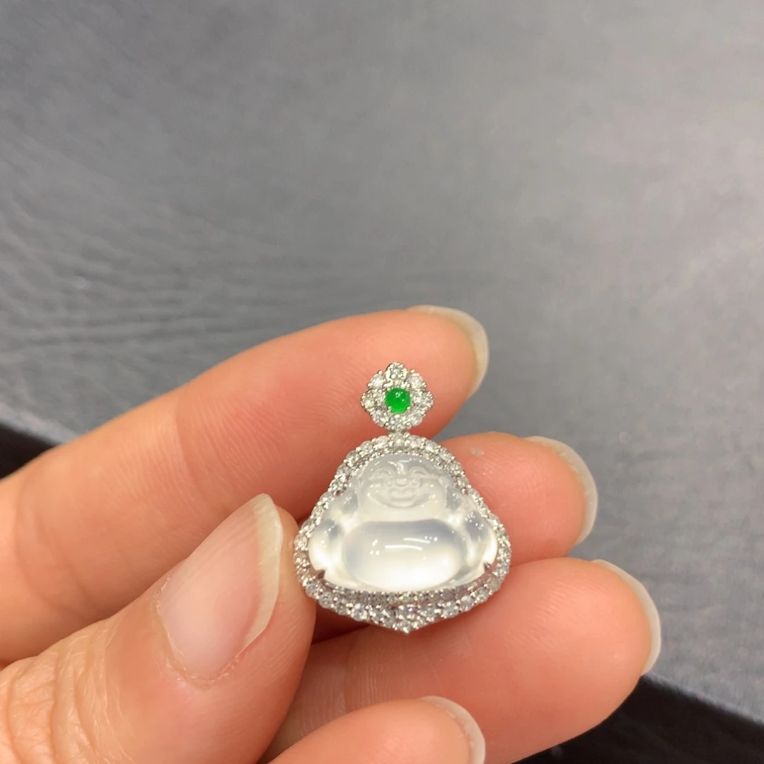 翡翠18K金镶嵌吊坠(不含链)