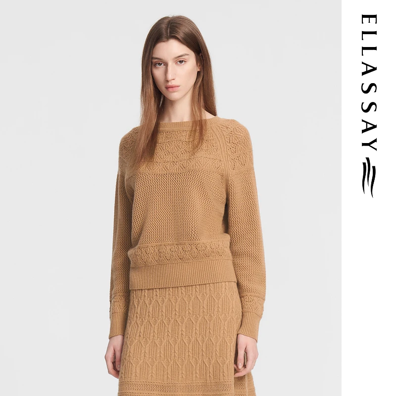 ELLASSAY歌力思2025秋季新款复古时尚针织衫女EWE353M09600