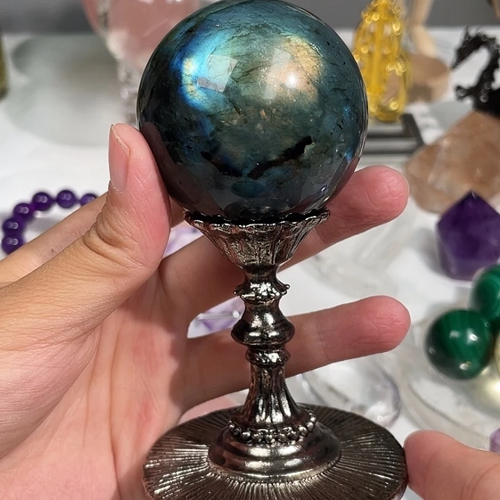 紫晶珠宝半成品银S925镶嵌魔****天然水晶球TT