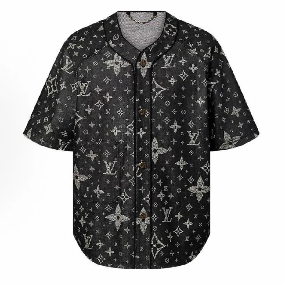未使用 LouisVuitton/路易威登 满印牛仔短袖衬衫 m码 md1221