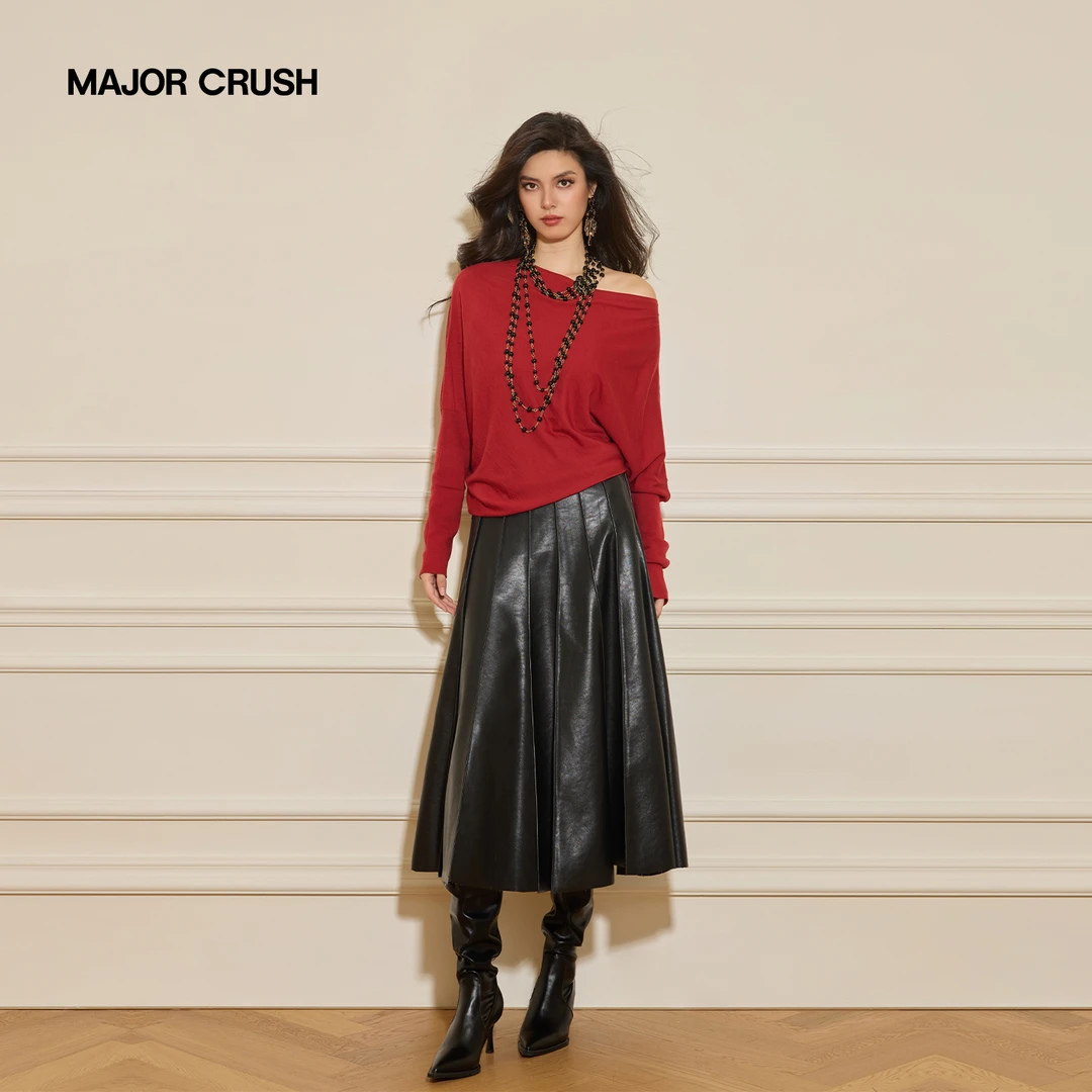 MAJOR CRUSH冬季时尚气质百搭针织衫高腰宽松复古暮霞套裙79039