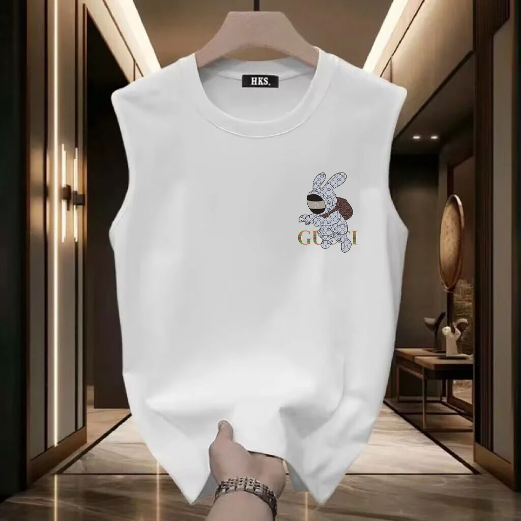 夏季无袖T恤男嘻哈ins纯棉潮流宽松个性无袖背心男款爆款2025新款