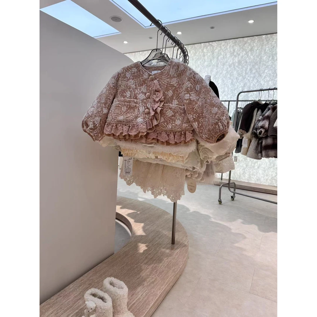 【恩姐定制】冬季童装加厚女童百搭气质儿童加厚波纹外套EN97012