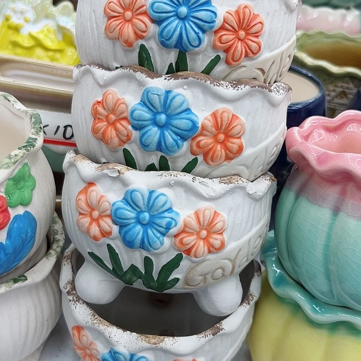 多肉绿植陶瓷花盆9.9包邮，有孔