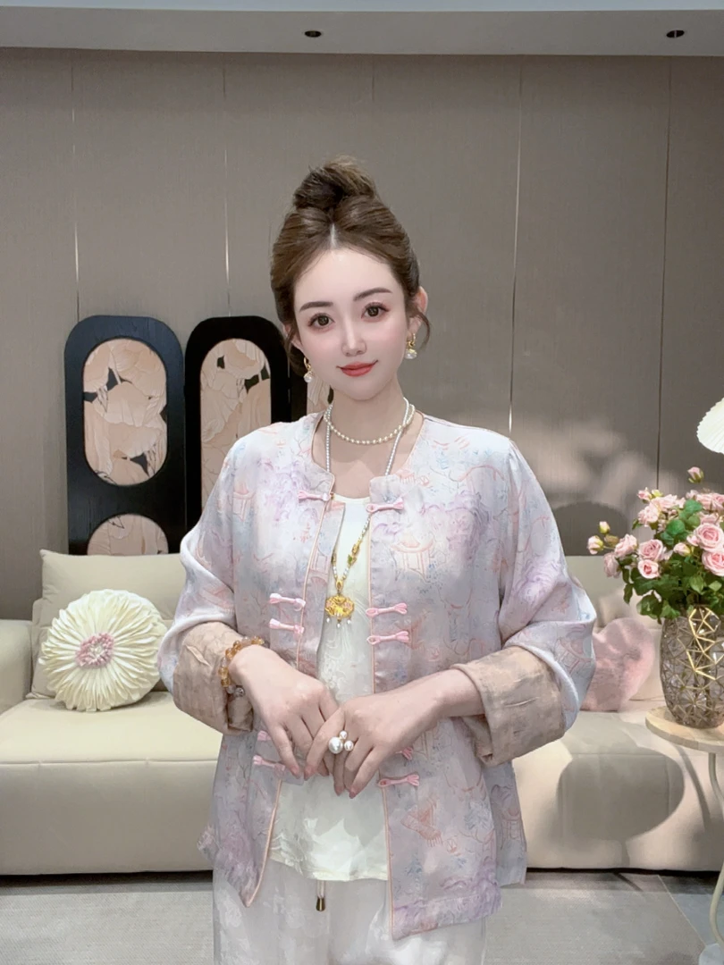 佳佳《紫嫣》新款老料气质百搭上衣外套女