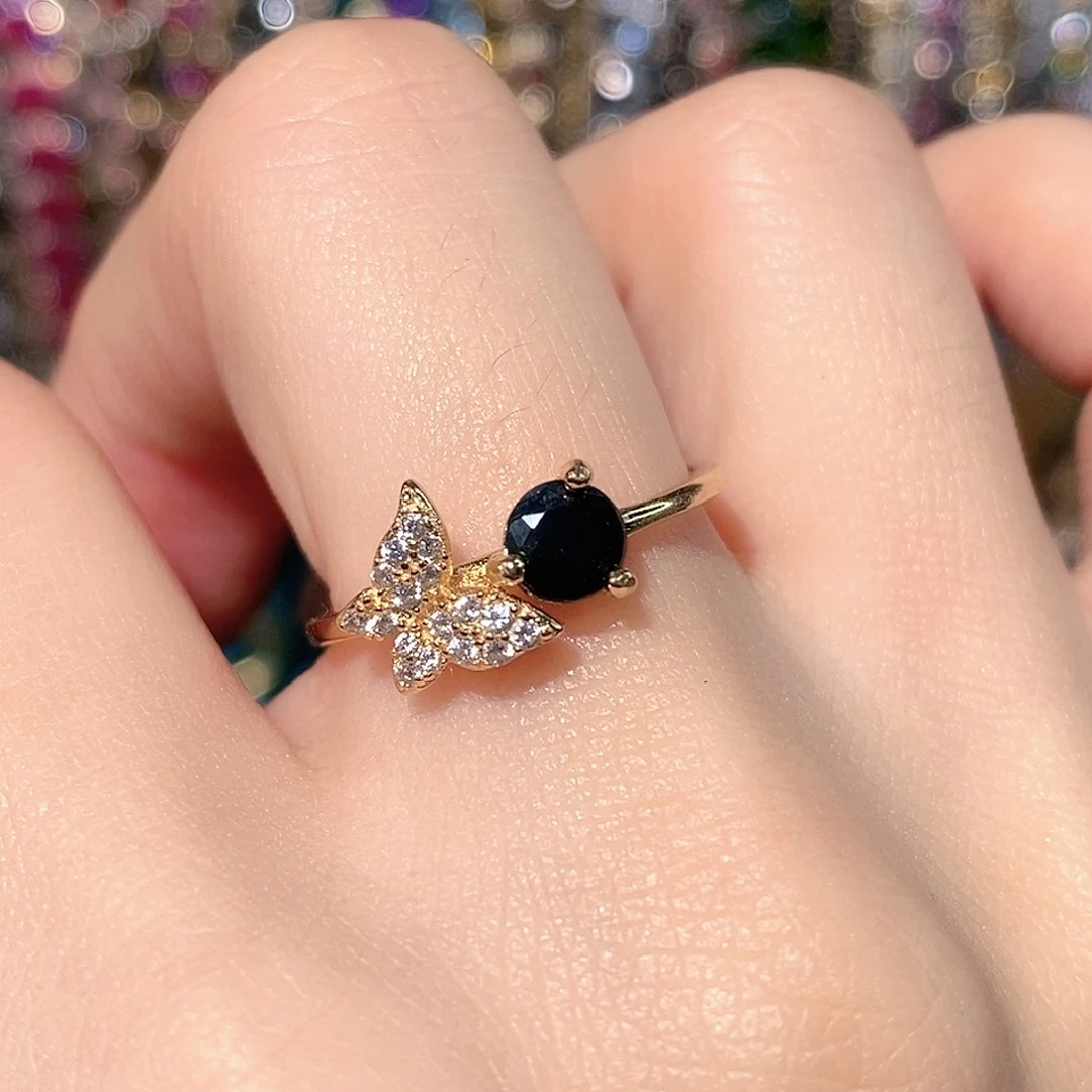 戒指蓝宝石银S925镶嵌天然蓝宝石