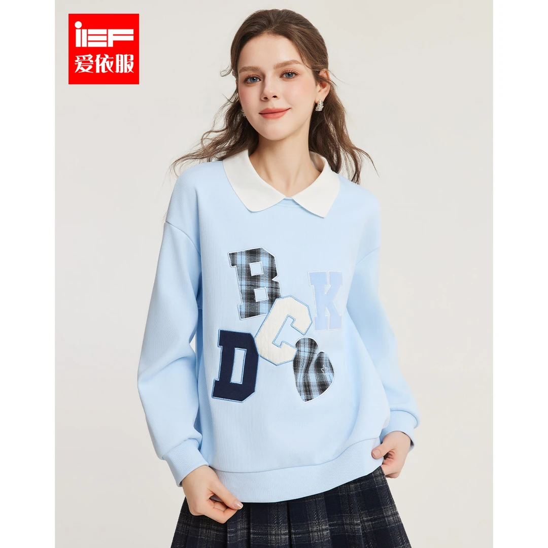 IEF/爱依服上衣2025冬季新款美式时尚小众设计通勤百搭加绒卫衣