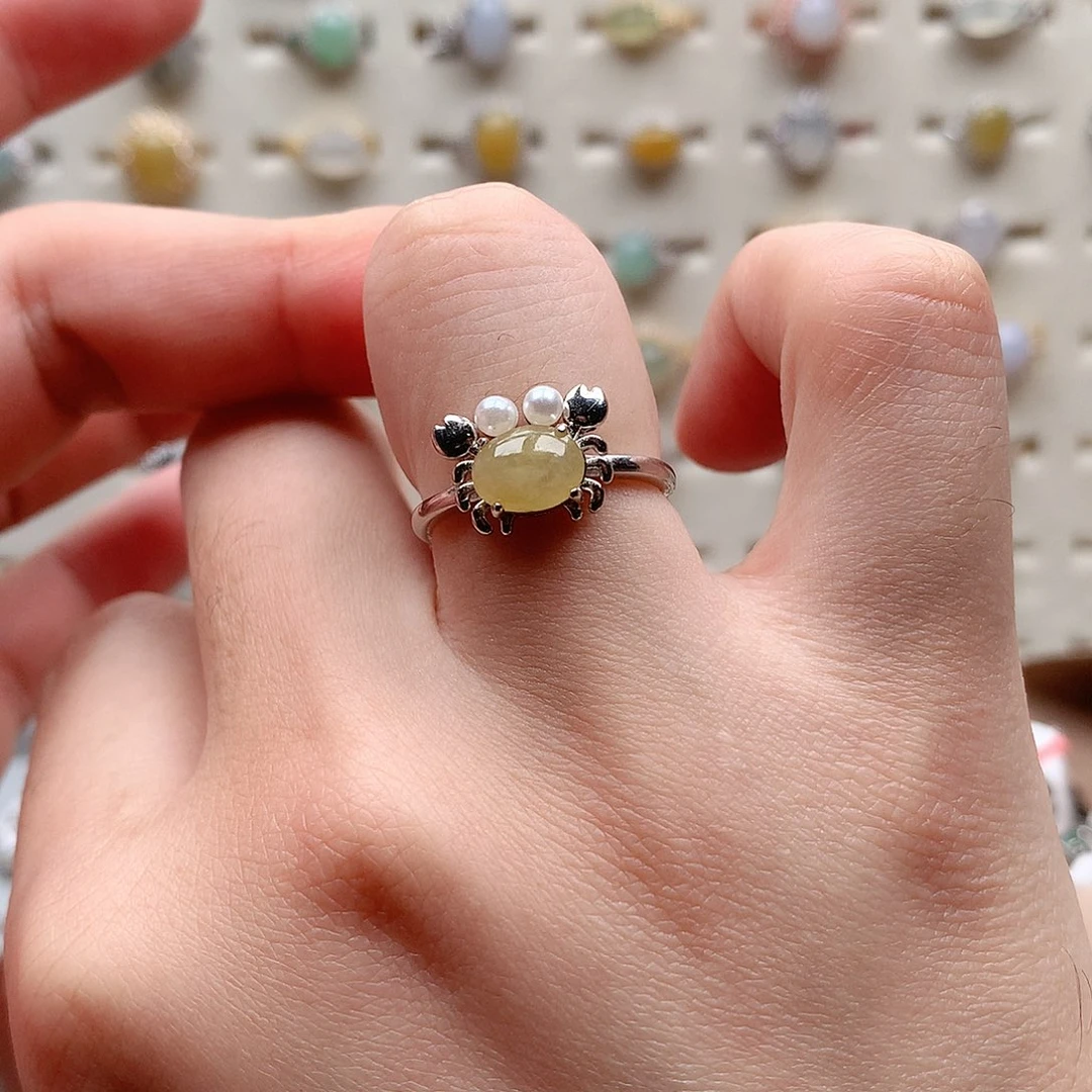 翡翠戒指银S925镶嵌0040