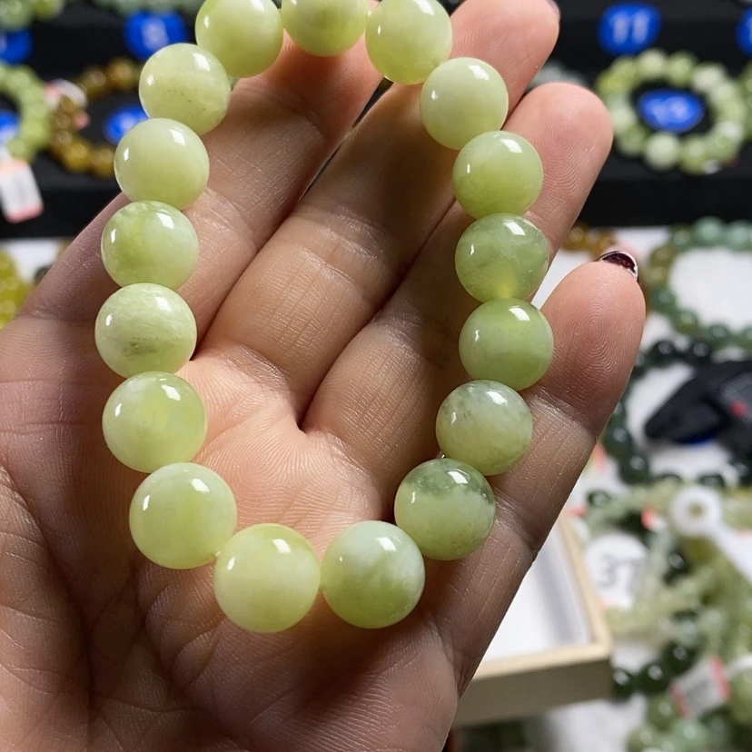 【闪购商品】蛇纹石玉手链未镶嵌小**?卡12