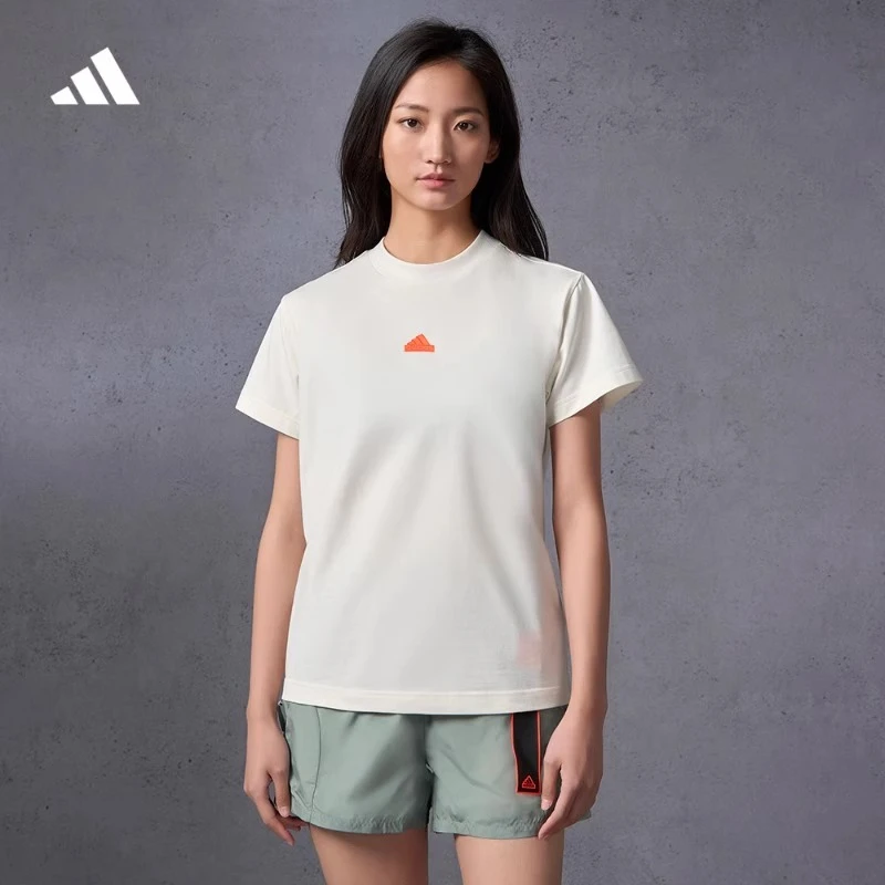 Adidas/阿迪达斯~夏季休闲简约舒适上衣圆领短袖T恤女装IS4287