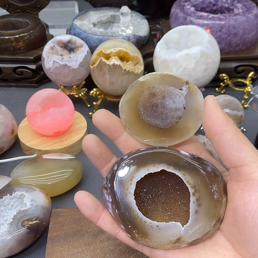 紫晶摆件未镶嵌聚宝盆