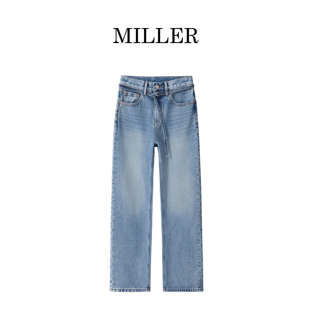MILLER [星瀚]秋款土耳其百搭休闲阔腿弯刀裤高级牛仔裤-D5628