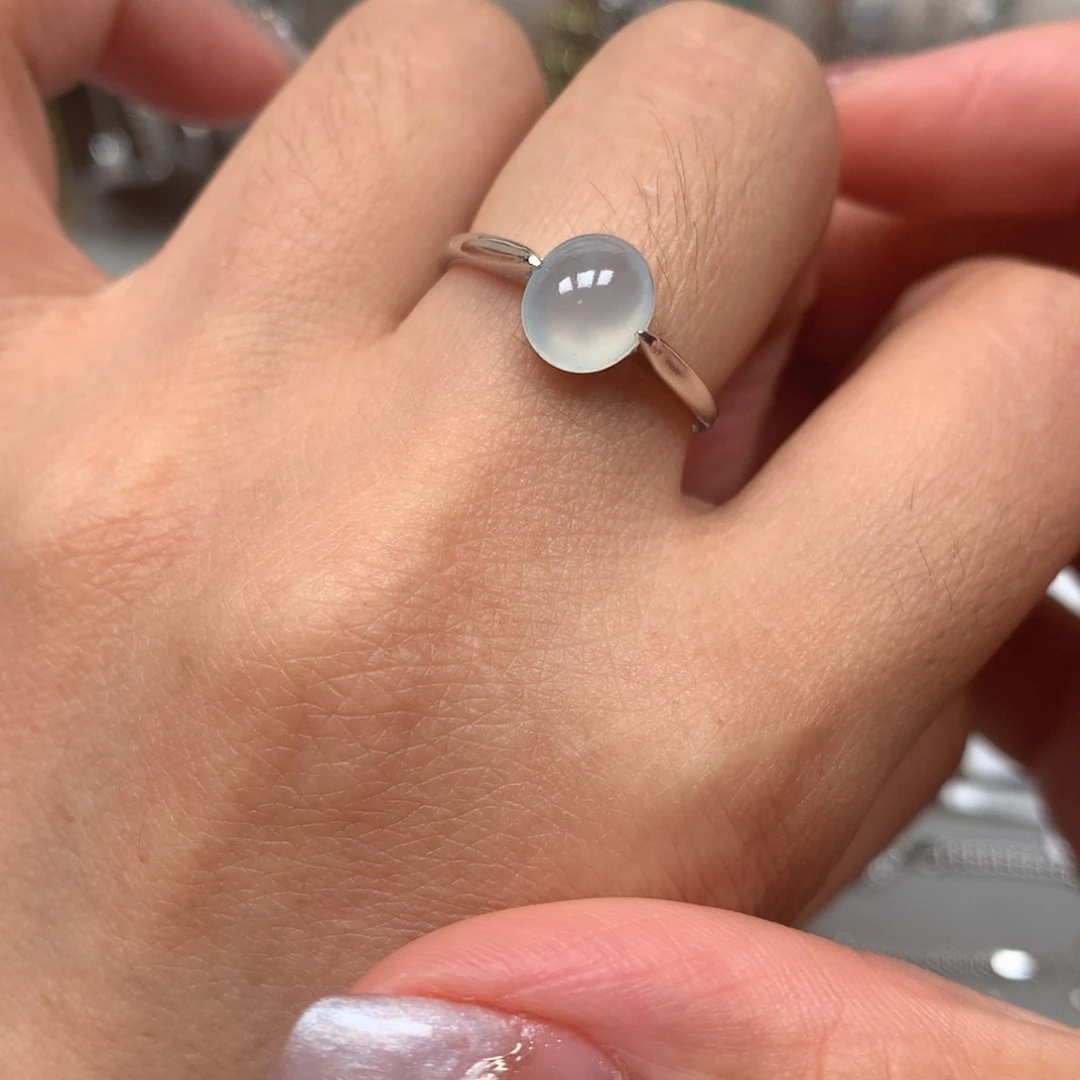 翡翠戒指银S925镶嵌刘*乐戒指6