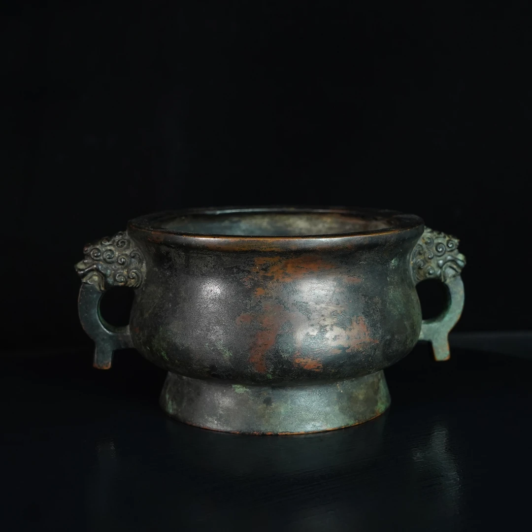 清中期双兽首压经炉【古董拍卖】