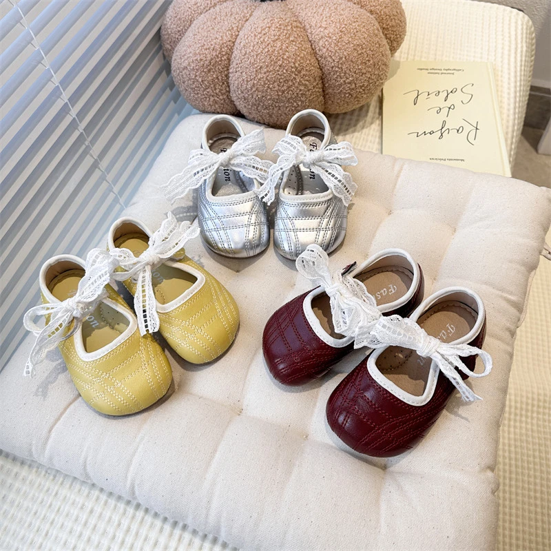 【波禧小众】韩版女童芭蕾单鞋新款蕾丝带玛丽珍公主鞋时尚儿童皮鞋