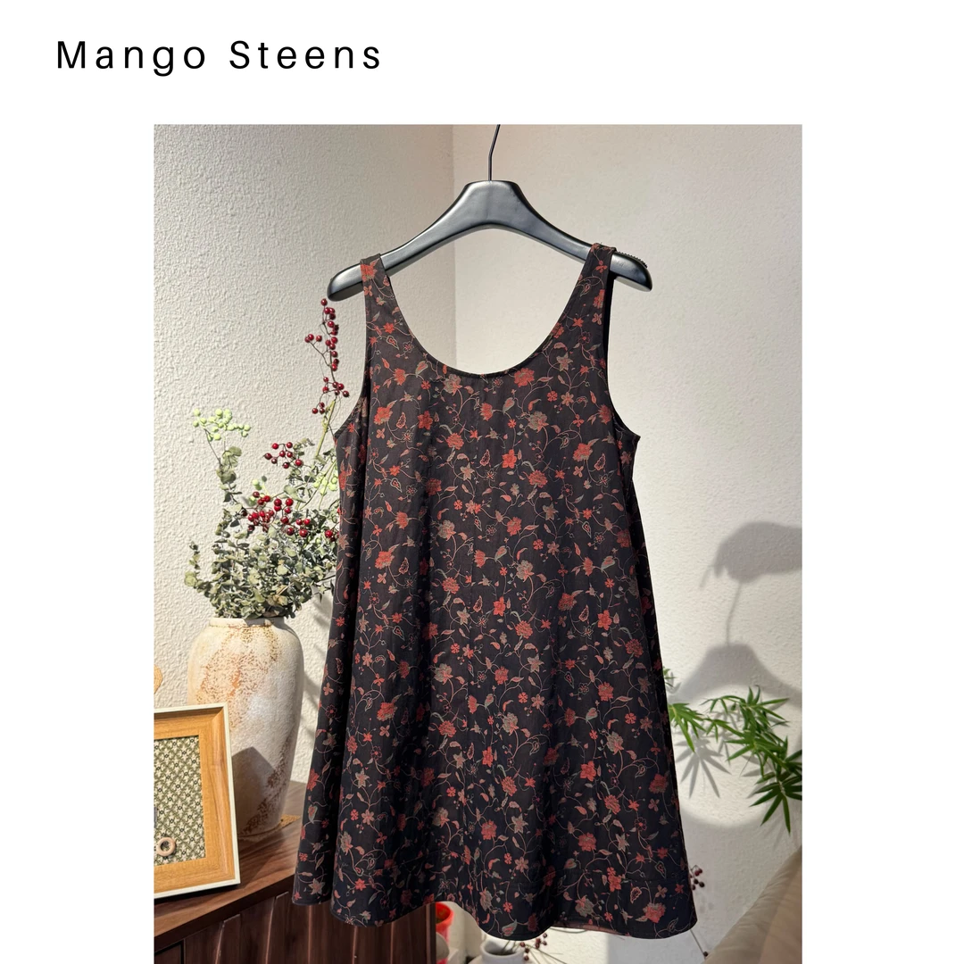 MANGO steen‘s丨新中式U领背心连衣裙I6573