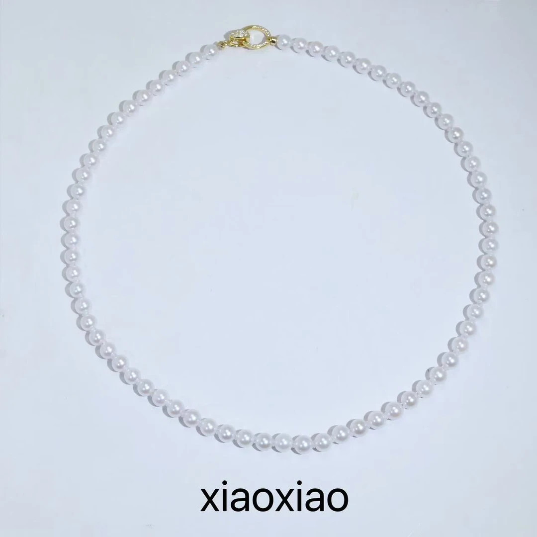 DF048天然海水akoya白色珍珠项链仙女链5.5-6.5mm（带大证）