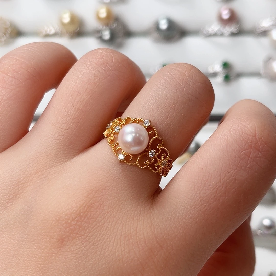 海水珍珠戒指银S925镶嵌