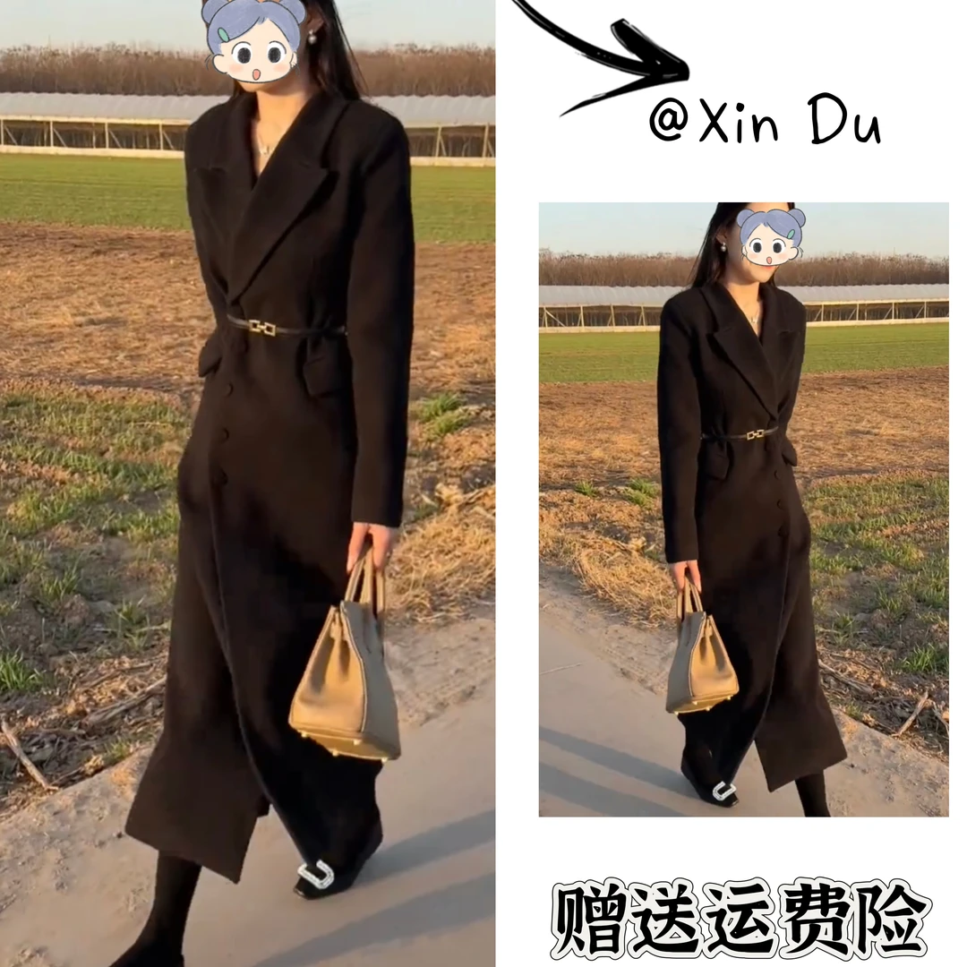 2025秋冬季新款时尚显瘦气质女士网红洋气风衣百搭款D25089