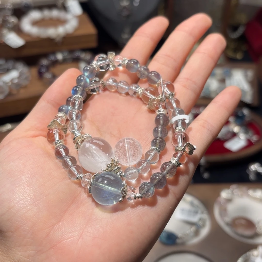 水晶手链银S925镶嵌好**?水晶鱼