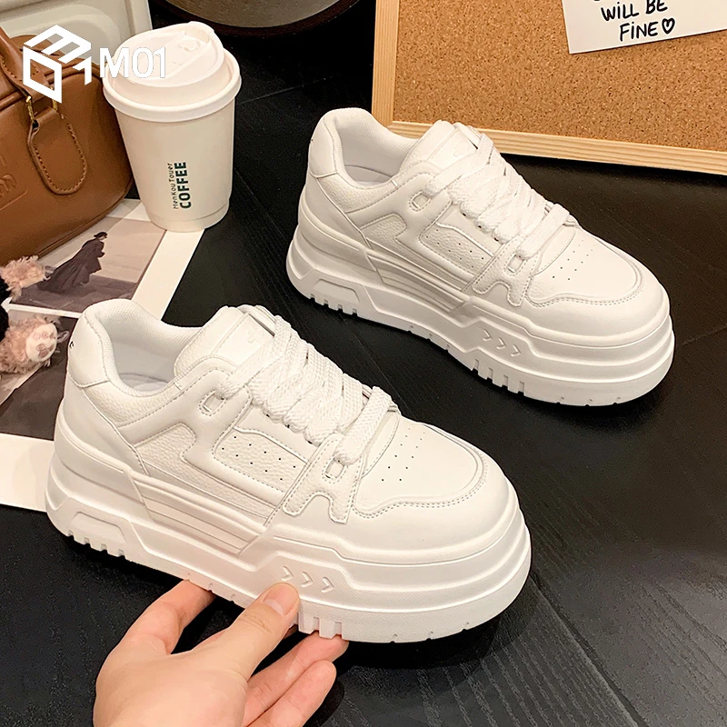 M01网红超火小白鞋女爆款2025春季新款百搭厚底增高运动休闲板鞋