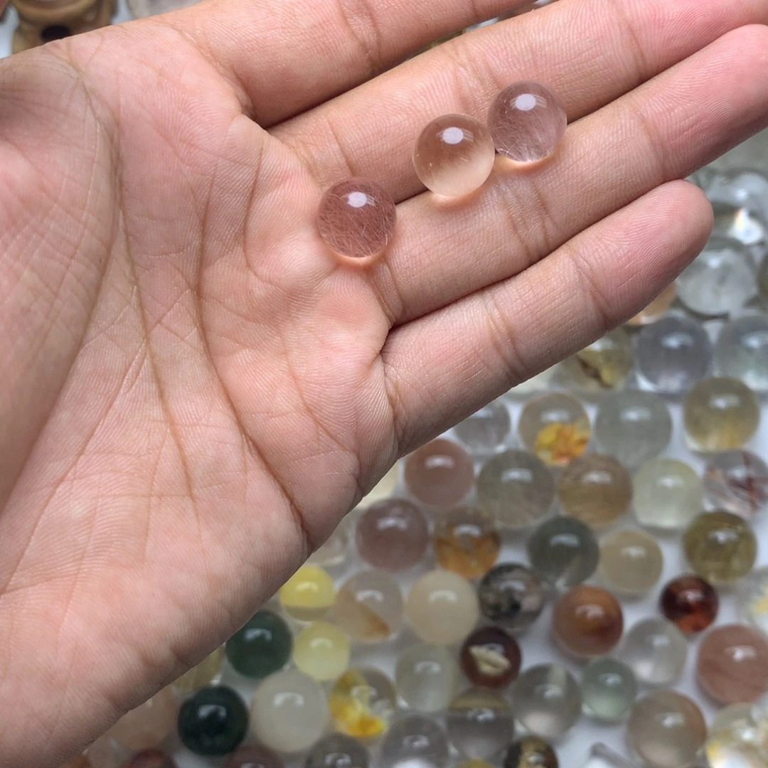 称***意水晶未镶嵌珠宝半成品兔毛球