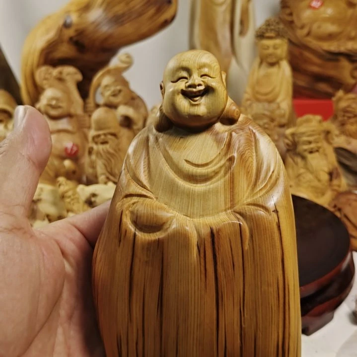 柏木沉化虎皮纹乐乐摆件