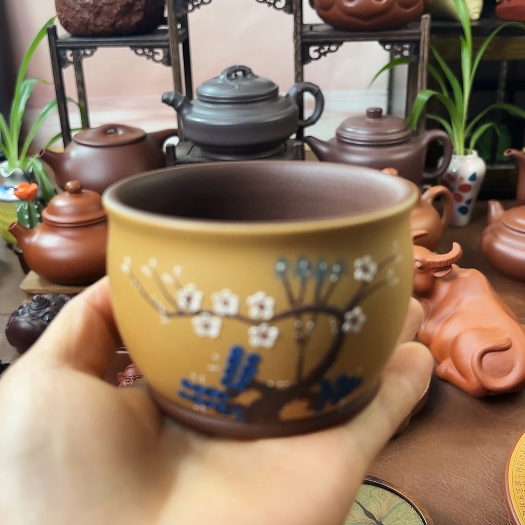 紫砂茶壶主人杯紫泥150cc