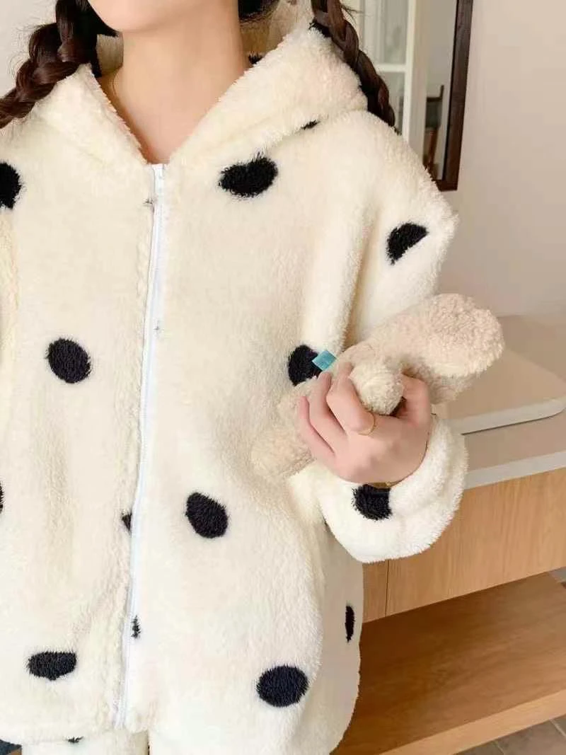 北极绒睡衣加绒加厚超保暖套装居家服休闲套