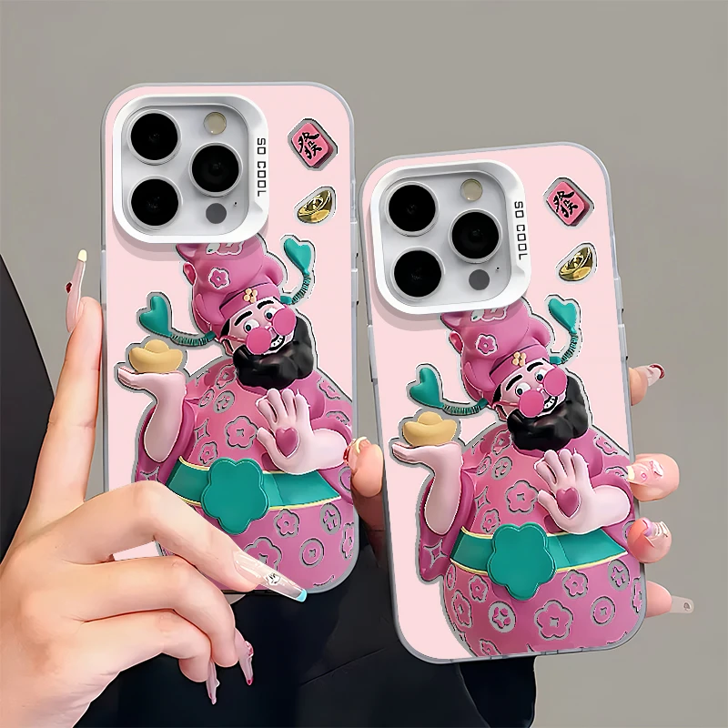 夕与空彩银快乐财神爷适用苹果16promax手机壳vivo华为oppo小米14